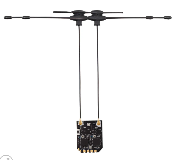 RadioMaster XR4 Gemini Xrossband dual-band ExpressLRS receiver on a clean background