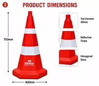 H2HX750 SAFETY CONE NILKAMAL HEIGHT 750 MM