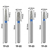 Mani Diamond Airotor Bur TF Series – Taper Flat End Diamond Burs Pack of 5