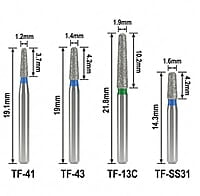 Mani Diamond Airotor Bur TF Series – Taper Flat End Diamond Burs Pack of 5