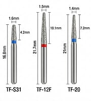 Mani Diamond Airotor Bur TF Series – Taper Flat End Diamond Burs Pack of 5