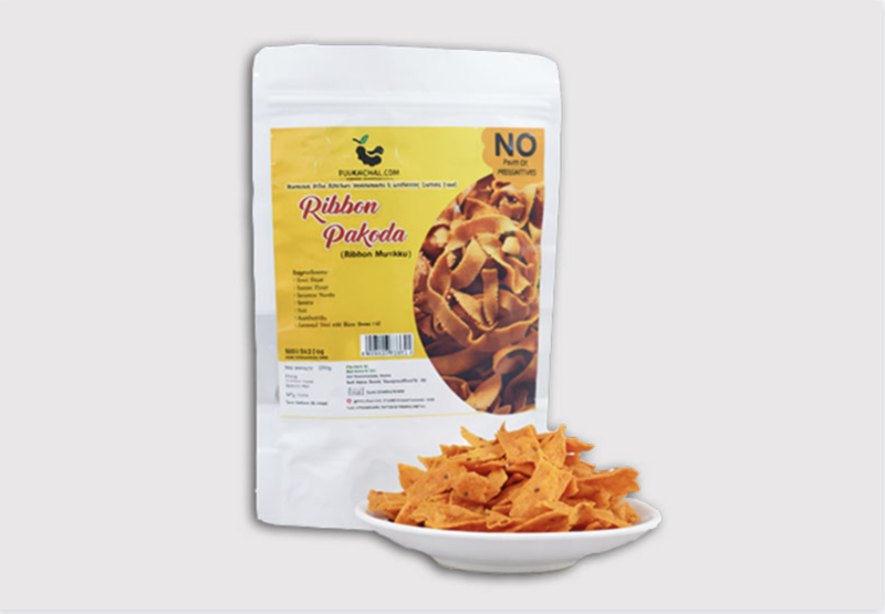 Pulikachal.com Ribbon Pakoda Namkeen Snacks (Pouch) (100 gms)