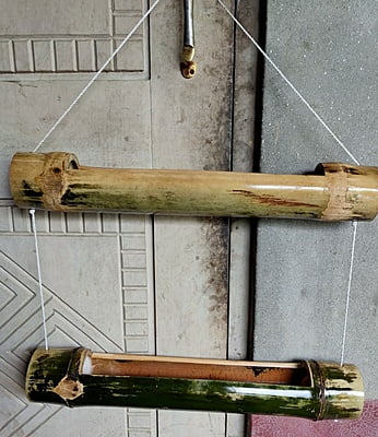 Bamboo hanging double planters