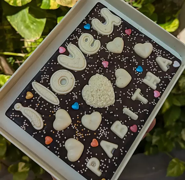 Love Slab with Hearts - Dark - Name Customized