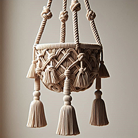 Chunky Weave Macrame Basket Planter — Premium Cotton Rope