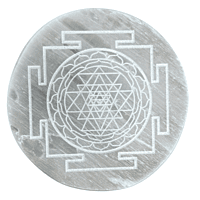 ANKKJYOTI Selenite Charging Air Plate (Shree Yantra White Design) 6" x 1"