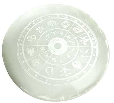 ANKKJYOTI Selenite Charging Air Plate (12 Rashi Zodiac White Design) 6" x 1" ANKKJYOTI Selenite Charging Air Plate (12 Rashi Zodiac White Design) 6" x 1"