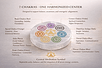 ANKKJYOTI Selenite Charging Plate (7 Chakra Design – Small Figurine, Large Chakras) 3.5" x 0.5"