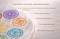 ANKKJYOTI Selenite Charging Plate (7 Chakra Design – Small Figurine, Large Chakras) 3.5" x 0.5"