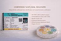 ANKKJYOTI Selenite Charging Plate (7 Chakra Design – Small Figurine, Large Chakras) 3.5" x 0.5"