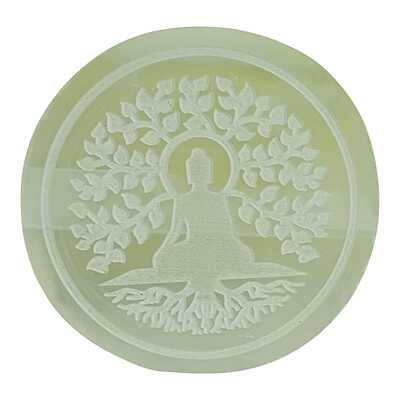 ANKKJYOTI Selenite Charging Air Plate (Tree of Life White Design) 3.5" x 0.5" ANKKJYOTI Selenite Charging Air Plate (Tree of Life White Design) 3.5" x 0.5"