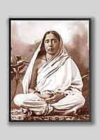 Holy Mother Sri Sarada Devi Photo - Studio with Lily Plant