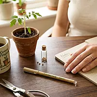 Recycled Kraft Paper Pens with Seed & Clip | Set of 5