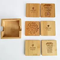 WOODEN COASTERS SET OF 6