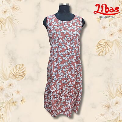 Sky Red Soft Cotton Short Nighty With Floral Print All Over From Libas Loungewear - SHN074