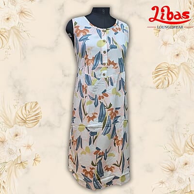 Baby Pink Soft Cotton Short Nighty With Floral Print All Over From Libas Loungewear - SHN071