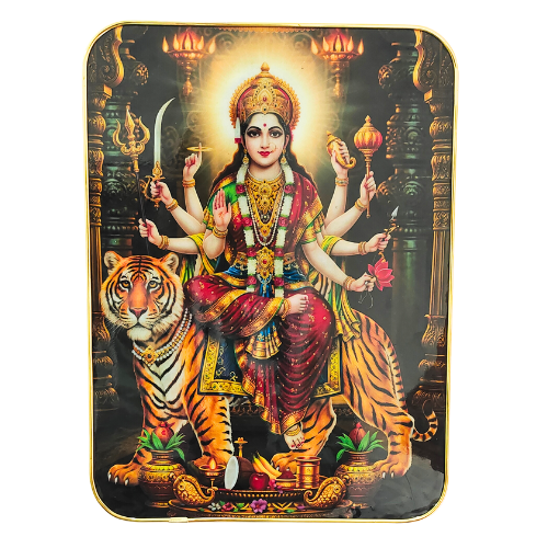 Divine Durga Maa Crystal Finish Plaque – Premium Wall Art