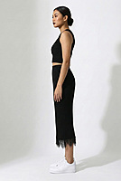 Lace Hem Ribbed Midi Skirt