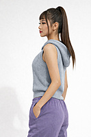 Sleeveless Knit Hoodie