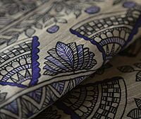 Ghicha Silk Handloom Tussar Blue Madhubani with BP