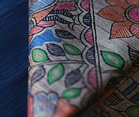 Ghicha Silk Handloom Tussar Dodger Blue Madhubani with BP