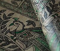 Ghicha Silk Handloom Tussar Green Madhubani with BP Ghicha Silk Handloom Tussar Green Madhubani with BP