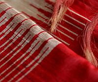 Ghicha Silk Saree Handloom Tussar  Black Red with BP