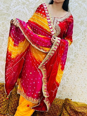 Silk Bandhani Gota Patti Suit Catalogue 1-Magenta-1 Silk Bandhani Gota Patti Suit Catalogue 1-Magenta-1