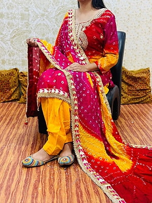 Silk Bandhani Gota Patti Suit Catalogue 1-Magenta-2 Silk Bandhani Gota Patti Suit Catalogue 1-Magenta-2