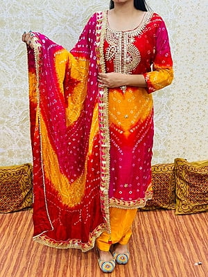 Silk Bandhani Gota Patti Suit Catalogue 1-Magenta-3 Silk Bandhani Gota Patti Suit Catalogue 1-Magenta-3