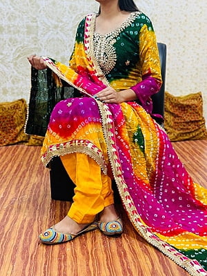 Silk Bandhani Gota Patti Suit Catalogue 1-Yellow-2 Silk Bandhani Gota Patti Suit Catalogue 1-Yellow-2