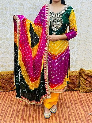 Silk Bandhani Gota Patti Suit Catalogue 1-Yellow-3 Silk Bandhani Gota Patti Suit Catalogue 1-Yellow-3