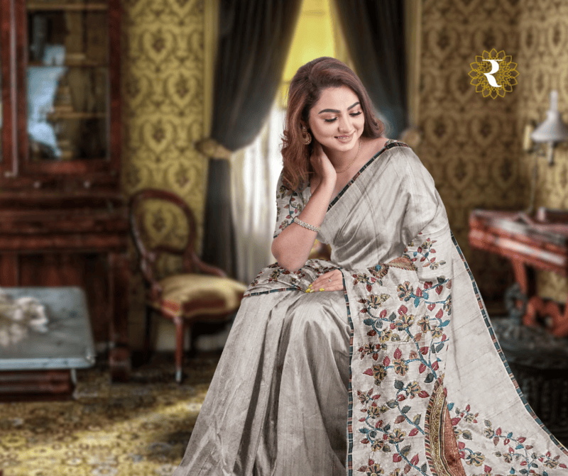 Kantha Stitch Ghicha Silk Tussar