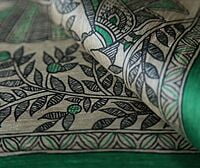 Ghicha Silk Handloom Tussar Green Madhubani with BP Ghicha Silk Handloom Tussar Green Madhubani with BP