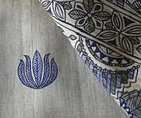 Ghicha Silk Handloom Tussar Blue Madhubani with BP