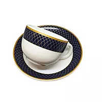 La Opala Diva Regent Blue Sovrana Collection Opalware Cup and Saucer Set of 6