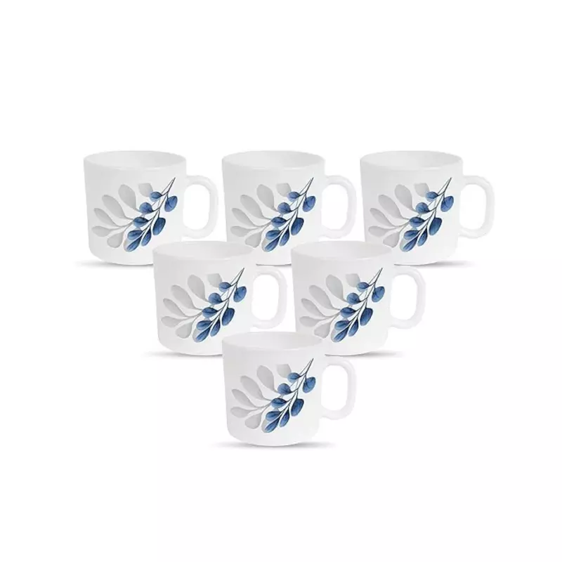 La Opala Diva, Pearl Collection Opal Glass Crockery | Coffee Mug Regular, Set of 6 for Tea & Coffee