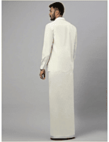 Ramraj Mens Kora Double Dhoti 1" Silver Jari Border Silver Mark