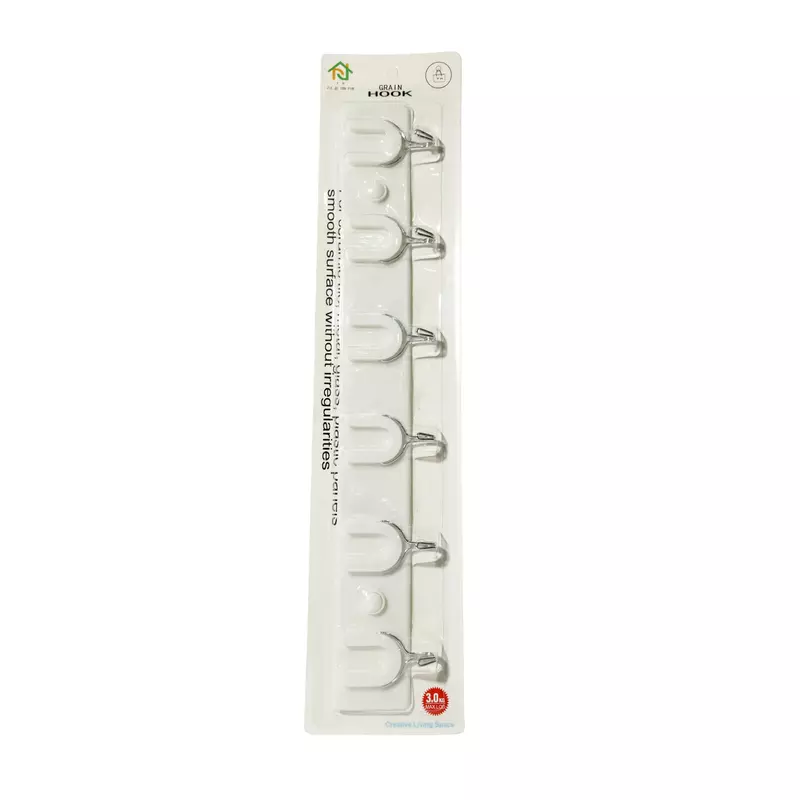 Heavy White Glass Sticky 6pc Strip Hook