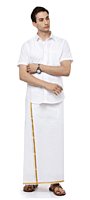 Mens Single Dhoti with Gold Jari