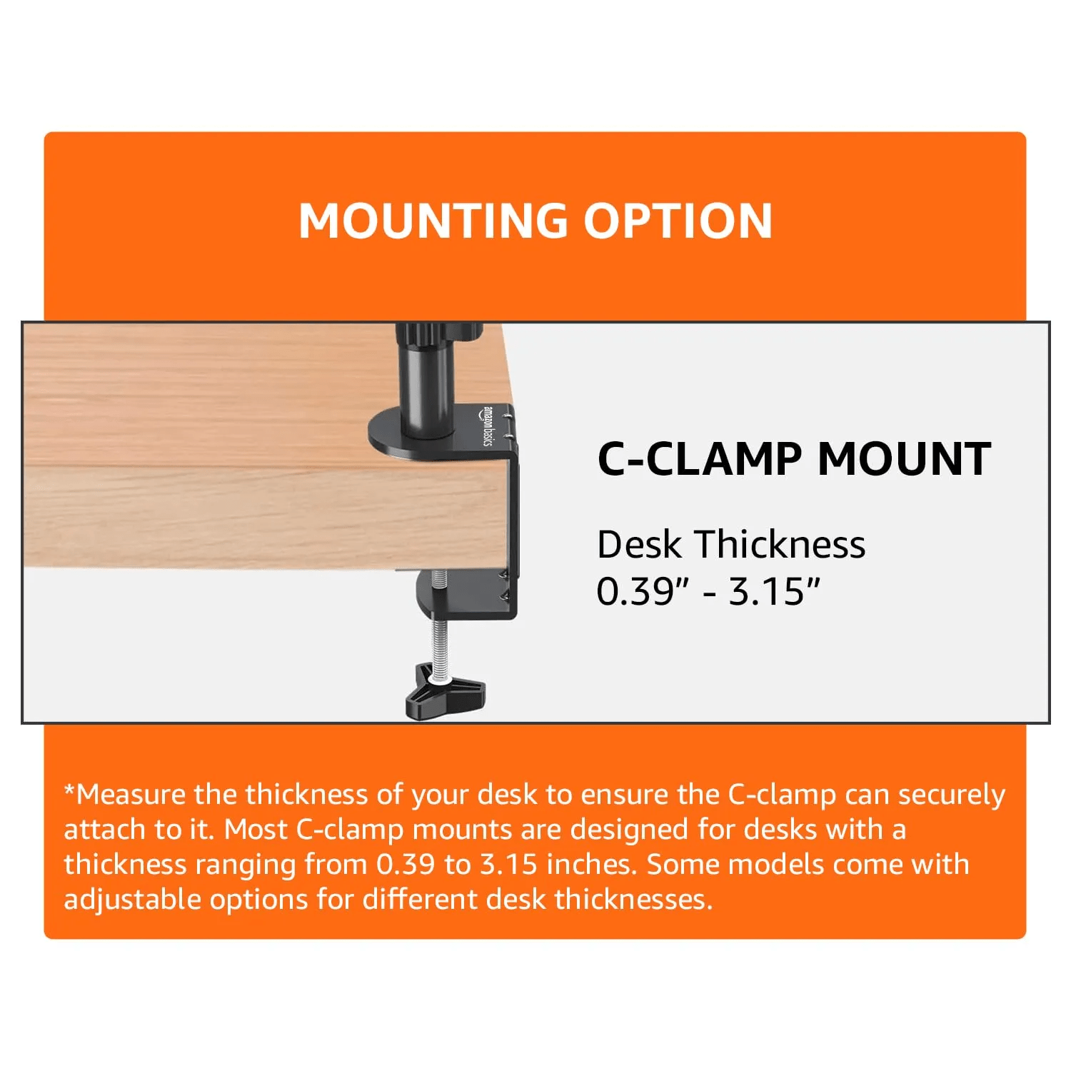 Single Monitor Desk Stand Height Adjustable Arm Mount with Screw-Type Leg Base – Full Motion