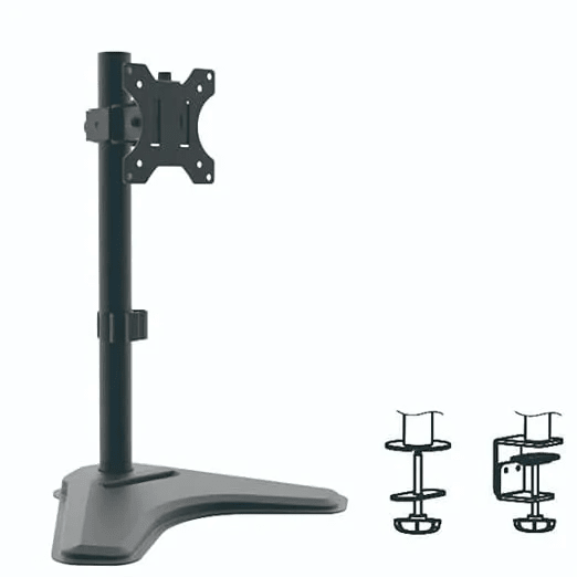 Single Monitor Stand LED Screen Height Adjustable Arm Mount with Stable Leg Base