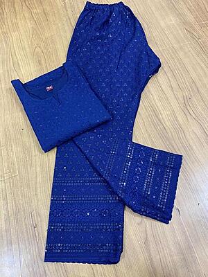 Single Tone Kurti Palazzo-NavyBlue Single Tone Kurti Palazzo-NavyBlue