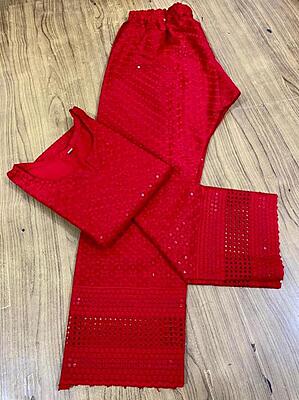 Single Tone Kurti Palazzo-Red Single Tone Kurti Palazzo-Red