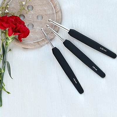 KnitPro Aluminium Crochet Hook with Black Handle KnitPro Aluminium Crochet Hook with Black Handle