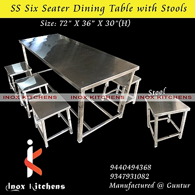 SS Six Seater Dining With Individual Stools