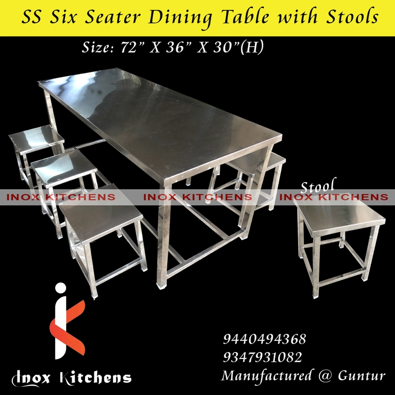 SS Six Seater Dining With Individual Stools