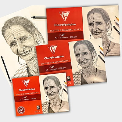 Clairefontaine Sketch & Drawing Paper Wallet, 180 GSM