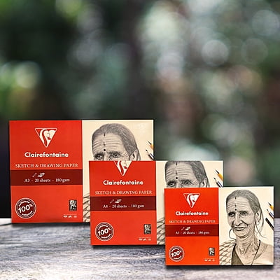 Clairefontaine Sketch & Drawing Paper Wallet, 180 GSM Clairefontaine Sketch & Drawing Paper Wallet, 180 GSM