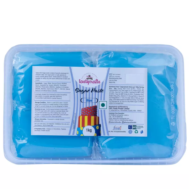 Sky Blue Sugar Paste Premium - 250 gm | Tasty Crafts